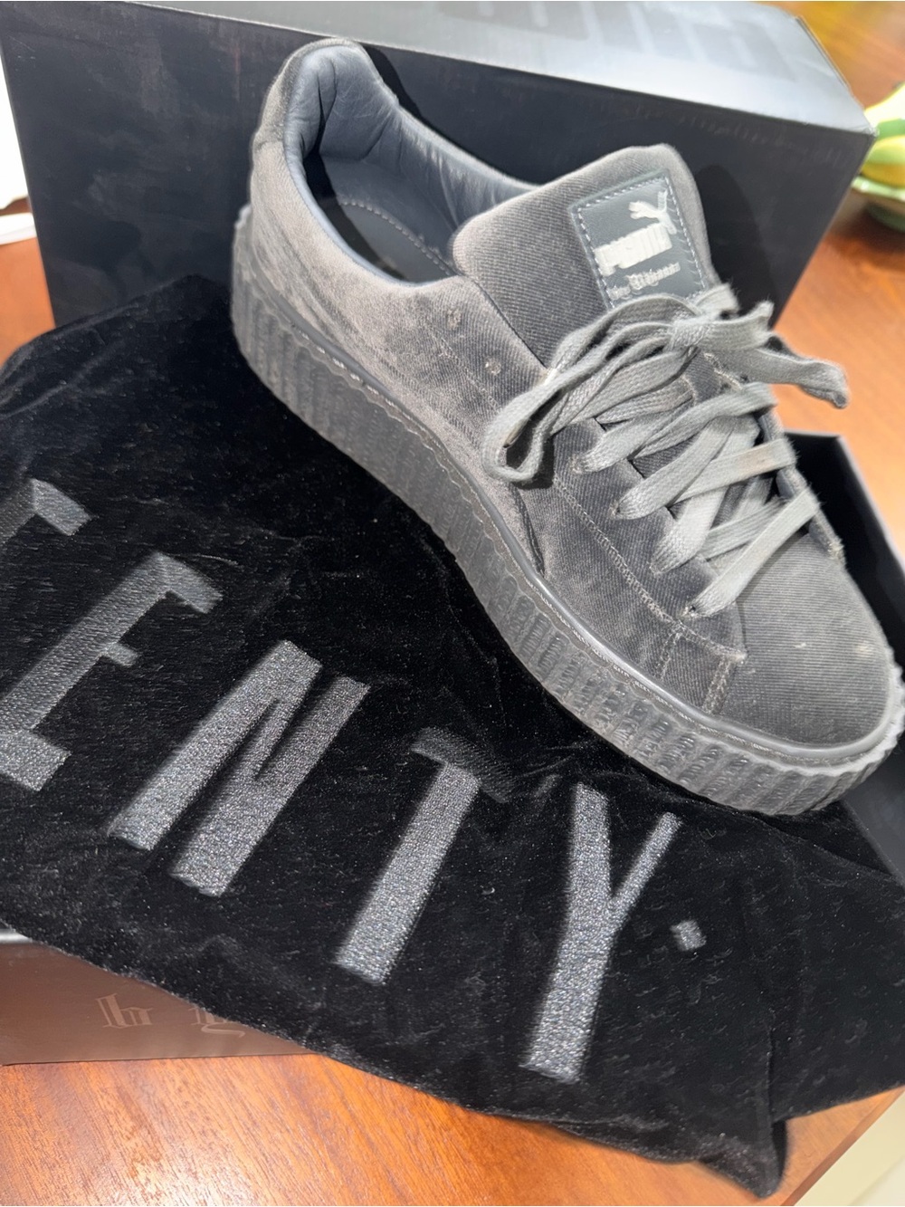 FENTY by Rihanna Gray Suede Platform Sneakers